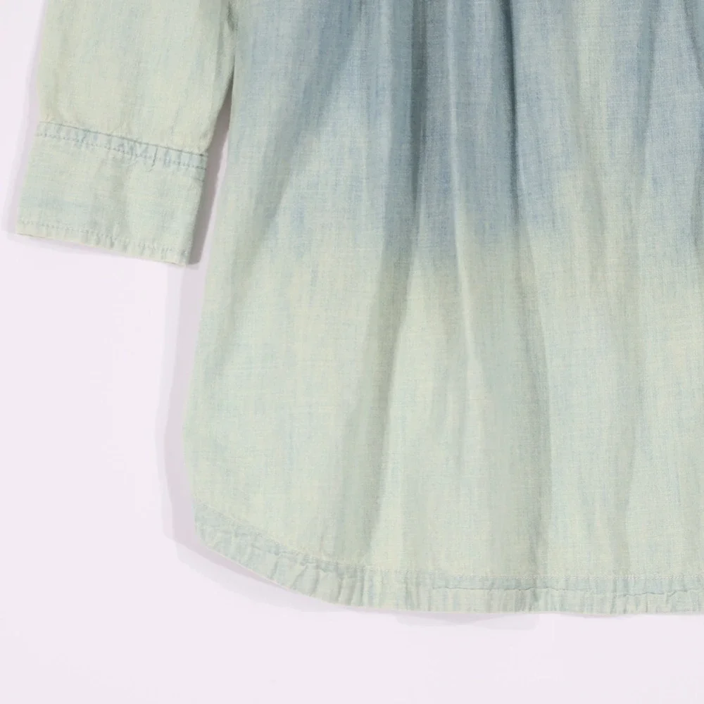 Denim & Supply Ralph Lauren Shirt Dress Women M Blue Ombre Pintuck Classic Retro